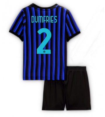 Inter Milan Denzel Dumfries #2 Hjemmebanetrøje Børn 2025-26 Kortærmet (+ Korte bukser)